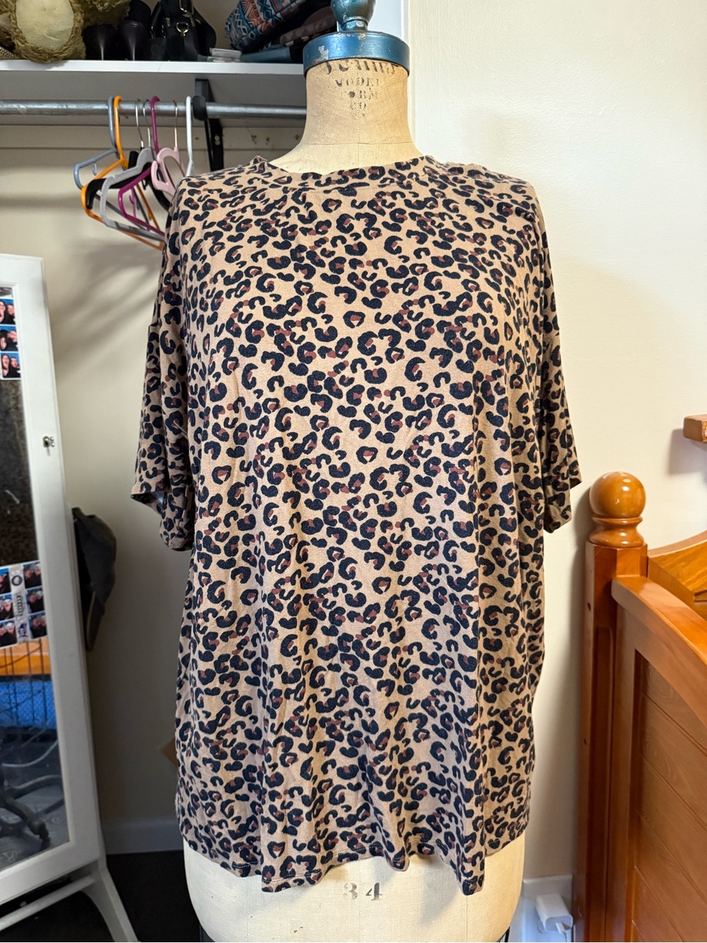 Sugarlips Beige Leopard Short Sleeve Tee